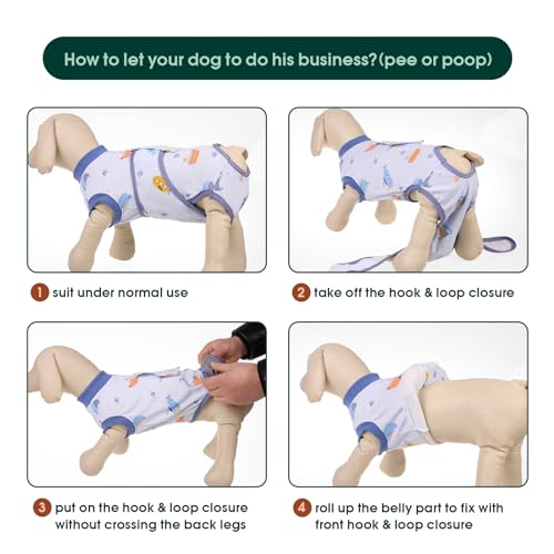 Kuoser Recovery Suit for Dogs Cats, Soft Dog Surgery Suit Female Male Spay | Professional Dog Onesie for Surgery, Substitute E-Collar & Cone, Prevent Licking Dog surgical suit Pet Neuter Suit - color: Boat, size: X-small (Back:8.3-11.4'', Weight:4-7 Lb)