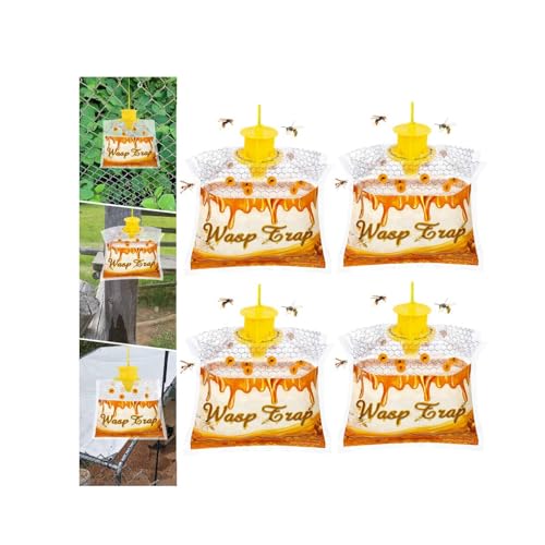 Disposable Wasp Traps Outdoor Hanging 4 Pack | Yellow Jacket Trap, Carpenter Bee Traps for Outside, Wasp & Hornet Traps Catcher Killer for Outdoor Patio Garden - size: 4 packs