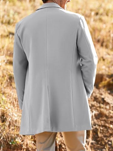PASLTER Mens Trench Coat Slim Fit Mid Length Pea Coat Winter Overcoat | Notched Collar,Single Breasted,Warm Peacoat Jacket,Soft Mens Dress Coat,Fall Winter Mens Trench Coat Long - color: Grey, size: X-Large