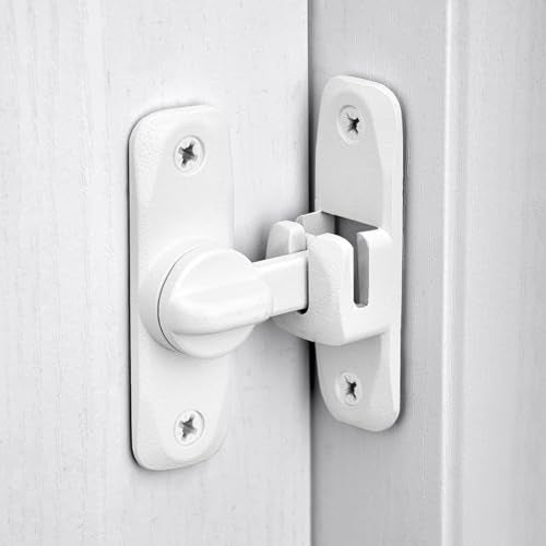 2 Packs Matte White Barn Door Latches,90/180 Degree Gate Lock_B | Zinc Alloy Right Angle Door Lock Latch,Flip Gate Latches,Sliding Door Latch Lock,for Cabinets,Fence Gates,Pet Cage - color: Matte White