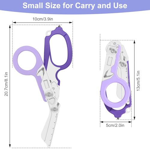 6-in-1 Heavy-Duty Emergency trauma shears (Double Purple) | Multifunctional Life-Saving Tool|Suitable for Emergency Rescue|Outdoor Exploration|DIY Construction and Maintenance - color: Double Purple