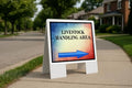 Livestock Handling Area 4Th Of July American Flag Usa Patriotic Watercolor Directional Arrows A-Frame Double Sided 23x23 in. Yard Road Sign - size: Double A-Frame Directional Arrows