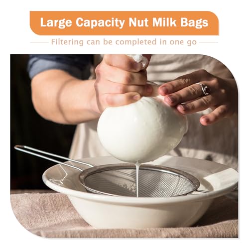6 Pack Nut Milk Bag Reusable 6x8 Inches Food Strainers, Fine Nylon Mesh Nutmilk Mesh Bag for Straining Almond/Soy Milk, Greek Yogurt, Cold Brew Coffee, Tea, Beer; Celery Juice - size: 6×8