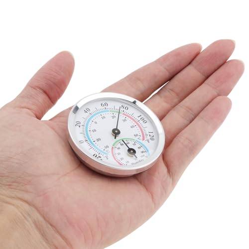 Mini Indoor Thermometer Hygrometer Analog 2 in 1 Temperature Humidity Monitor Gauge for Home, Wall, Room, Outdoor, Offices, Display Mechanical (Silver)