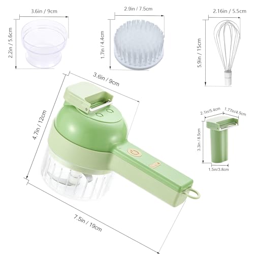 5 in 1 Electric Vegetable Chopper Set, Electric Food Processor with Egg & Cream Beater and Clean Brush, Multifunction Handheld Veggie Chopper for Salad Onion Chili Pepper Celery Meat Ginger