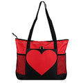 Tote Bag Large Size Shoulder Bag with Zipper, Lightweight Casual Travel Luggage Bag with Two Mesh Pockets for Women - color: Red