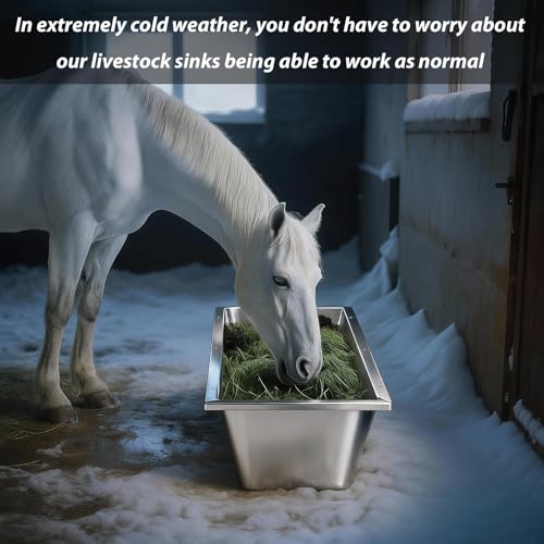 Geelin 2 Pcs 12 Gallon/48 Quart Livestock Water Trough, Stainless Steel | 39" Long Large Capacity Livestock Feeding Trough for Calves Pig Sheep Horses Alpacas and Goats Farm Animal Feeding - size: 12 Gallon/48 Quart