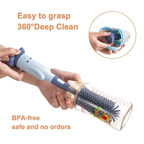 Silicone Baby Bottle Brush with Stand, Water Bottle Brush Cleaner Set | Cup Cleaning Brush, Multifunctional Cleaning Brush Set - color: Dark Blue 1