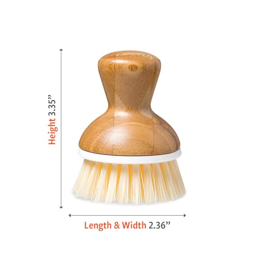 Full Circle Bubbly Palm Brush – Family Safe, Formaldehyde-Free – Ergonomic Palm Scrubber with Handle for Kitchen Cleaning, Dish Scrub Brush for Nonstick, Cast Iron & Sink, White