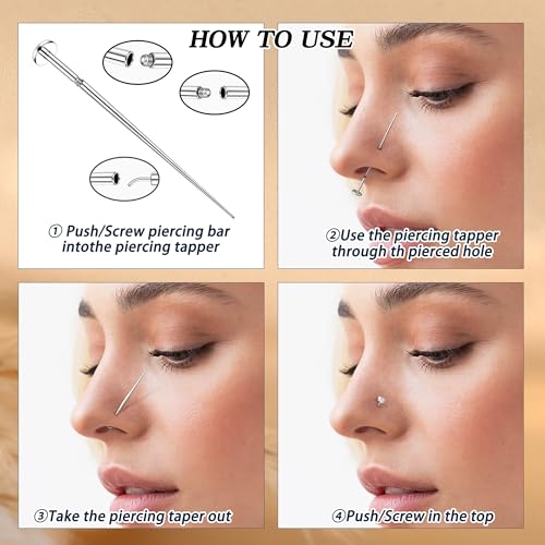 GEMQUEEN Piercing Ball Grabber Tool, 14-20G Taper for Changing Jewelry | Surgical Steel Flat Back Earrings Threader Tool Insertion Pin, Body Piercing Kit for Ear Rook Conch Nose Lip Jewelry Removal - style: External Thread(14G 16G 18G) +Ball Grabber Tool