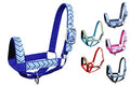 Double Layer Heavy Duty Padded Overlay Printed Nylon Cow Halter - 6 Month Warranty - color: Blue Chevron and Hurricane Blue, size: Medium (Calf)