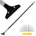 Heavy-Duty Floor Scraper, 4-Inch Razor Blade Scraper Tool, 36-Inch Long Handle, Includes 10 Extra Metal Blades, Paint Scraper for Cleaning Wall, Glass, Adhesives, Chewing Gum, Ceiling - size: 36in