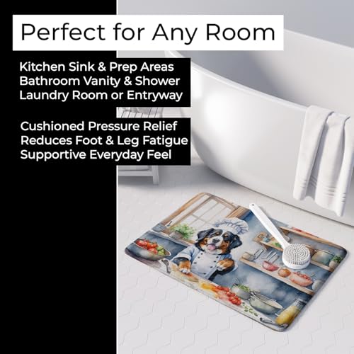 Caroline's Treasures Bernese Mountain Dog The Chef Memory Foam Kitchen Mat Machine Washable Anti-Fatigue Mat Cushion Comfort Bath Mat or Kitchen Rug - color: Bernese Mountain Dog 6206