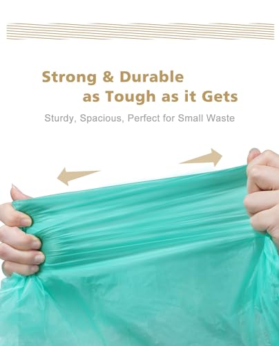 AYOTEE Compostable Trash Bags 4 Gallon Drawstring Trash Bags,100 Count | Ultra Strong Unscented Compostable Garbage Bags Small Trash Bags Waste Basket Liners for Bathroom, Kitchen, Car, Pet