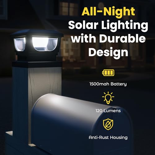 Brighticonic Solar Post Cap Lights Outdoor for 4x4, 3x3 – Auto On/Off Post Lights Solar Powered - Easy Install, IP65 Waterproof Deck & Fence Lights – Long Lasting Battery – 120 Lumen, WarmWhite - 4pck - color: Black - Warm White 6000K - 4 pack