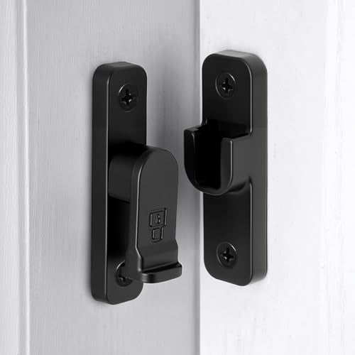 Black 90 Degree Right Angle Barn Door Latches，Flip Gate Lock | Zinc Alloy Sliding Door Latch Lock,Cabinet Lock,for bedroom,Wine Cabinet,drawer,cabinet,garage,window,Pet Cage - color: Black