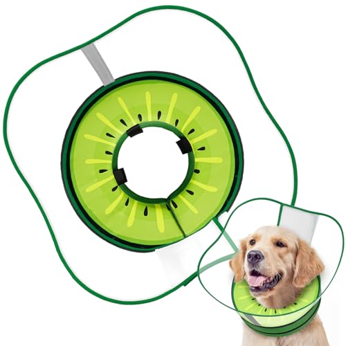 Supet Sponge Dog Cone Collar Stop Licking After Surgery, Dog Donut Collar | Adjustable Dog Recovery Collar Alternative, Detachable Shield, Soft, Comfy Cone, Neck Pillow for Large Dogs - color: Kiwi, size: L(Neck 11"-14.5")