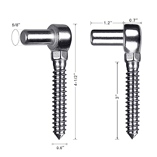 Insaga 304 Stainless Steel Gate Hinge, 5/8" Pin Heavy Duty Lag Screw Hinge for Wooden Fence & Farm Gate, One-Piece Molding Post Side Wood Bolt Hinge (2Pcs,M16) - color: M16 Pin Hinge-2Pcs