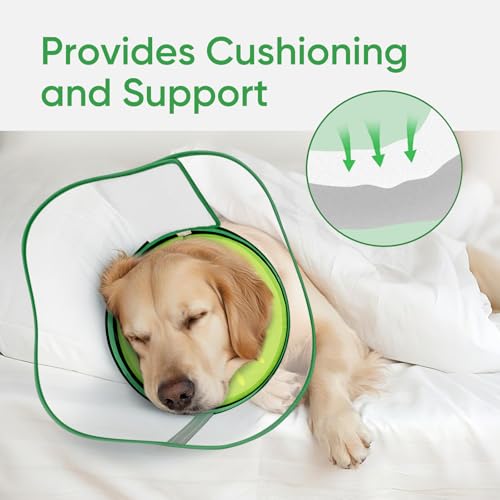 Supet Sponge Dog Cone Collar Stop Licking After Surgery, Dog Donut Collar | Adjustable Dog Recovery Collar Alternative, Detachable Shield, Soft, Comfy Cone, Neck Pillow for Small Dogs - color: Kiwi, size: S(Neck 6"-9")