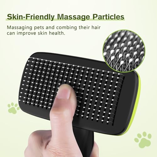 Pecute Skin Friendly Self-Cleaning Slicker Brush for Dog & Cat Shedding | 1 click clean, Lightweight, Undercoat hair removal, For short/long/double/white coats - size: Small