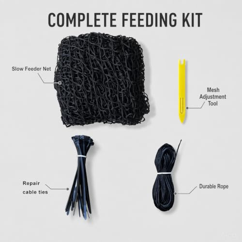 4 * 4ft Round Bale Hay Net 1.75" Knotless Slow Feed Hay Net, Heavy Duty Hay Saver Net Holds 800 lbs, UV Resistant Horse Hay Net for Round Bales, Horses, Cattle, Goats & Sheep - color: 4*4FT