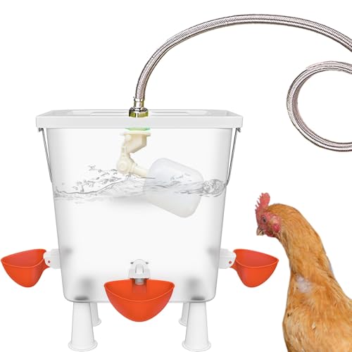Automatic Chicken Waterer with Float Valve 3 Gallon Poultry Water Dispenser | Elevated Self-Filling Water Feeder Cup for Hens, Ducks, Quails Chicken Coop