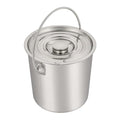 12L/3Gal 304 Stainless Steel Bucket with Lid, Food-Grade Metal Bucket, Heavy Duty Stainless Steel Round Bucket with Handle, Metal Bucket for Oil Sugar Flour Rice Ice Storage - size: 12L/3Gal