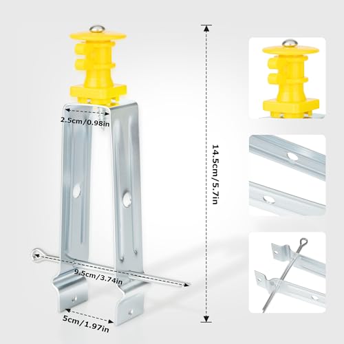 Chain Link Fence Insulator 50 Pcs Electric Fence Insulator, T Post Extender Wire Holders for Chain Link and Studded T & U-Posts Tubing, Yellow