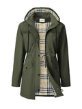 RUMIA Raincoat Women Waterproof Long Hooded Trench Coats Lined Windbreaker Jackets for Women 2026 S-2XL - color: Armygreen, size: Medium