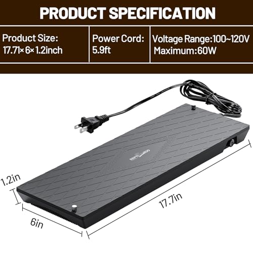 REPTI ZOO Reptile Heat Panel Adjustable Temperature Reptile Heating Plate, Mountable Under Lid, for Hermit Crabs/Leopard Geckos/Turtles/Snakes/Lizards - size: 6" X 18"