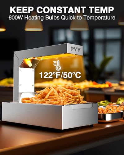 PYY French Fry Warmer - Commercial Food Heat Lamp 122°F Free-Standing Warming Fry Dump Station Countertop Fries Commercial Food Warmer Light for Chips Churros Buffet Restaurant - size: 10L