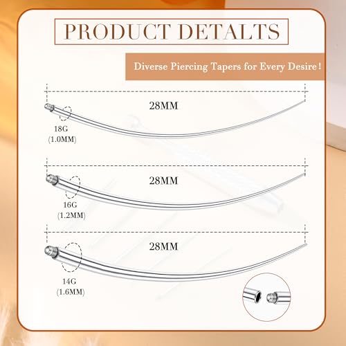 Piercing Ball Grabber Tool, 14-20G Taper for Changing Jewelry | Surgical Steel Flat Back Earrings Threader Tool Insertion Pin, Body Piercing Kit for Ear Rook Conch Nose Lip Jewelry Removal - style: Curved External Thread(14G 16G 18G)