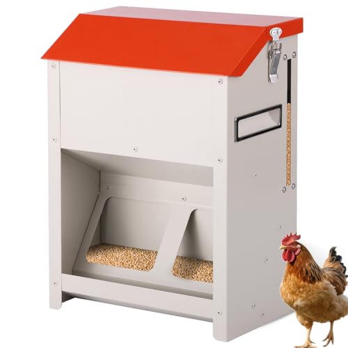 Small Chicken Feeder Gravity Feed Chicken Food Dispenser No Waste | Prevent Waste, Holds 10 Pounds of Feed, 3-4 Hens Can Eat At One Time, For Home Backyard Coop Wall Mount, Space-Saving