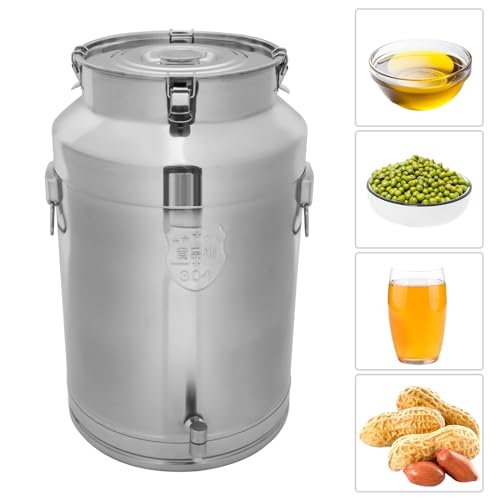 76L/20.07Gallon Milk Can with Faucet, Stainless Steel Milk Bucket Small Milk Jug Wine Pail Tote Pot Oil Liquid Storage Container with Sealed Lid, Keep Food Dry and Fresh for Kitchen Rice Cereal Grain - size: 76L/20.07Gallon, w/Spigot