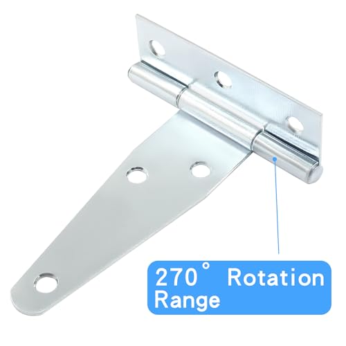Murtenze 6Pack 3 Inch Silver T-Strap Shed Hinge | Barn Door Hinges, Heavy Duty Gate Strap Hinge, T Hinges for Barn Door, Shed or Wooden Fences - color: Silver, size: 3 Inch - 6Pack