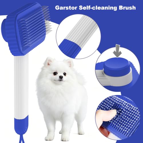Dog Brush, Cat Brush for Long Haired Cats | Remove Loose Fur Undercoat and Mats, Rounded Pins Reduces Painful Pulling, Not for Tangle and Curly Fur, Sapphire - color: Sapphire