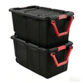 40-gallon wheeled plastic storage boxes with handles, black, 2-pack