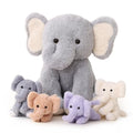 Elephant Stuffed Animals Mommy with 4 Baby Elephants Toys Gifts for Girls | Cute Stuffed Plush Toys Set for Toddlers Kids Ages 0-8+, Christmas Birthday Baby Shower Party Decor Storytime Companion Gifts - style: Elephant