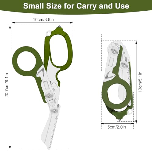 6-in-1 Heavy-Duty Emergency trauma shears (Army green) - color: Army Green