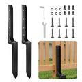 SakerNeo 32" Heavy Duty Steel Fence Post Repair Kit for Leaning Broken Post | Fence Post stabilizer Includes Screws & Tool, Post Anchor Stabilizer, 2 pcs, Easy Installation, Rust-Resistant Coating - style: 2 pcs