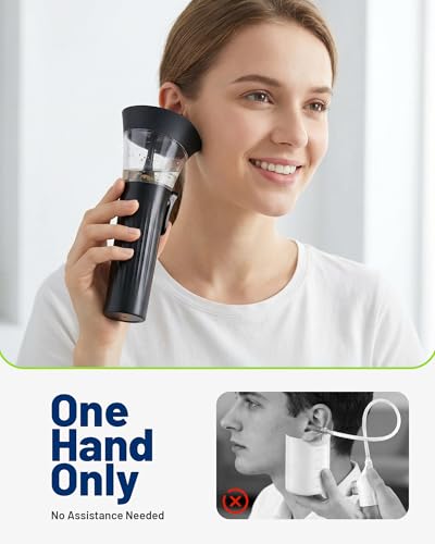 Ear Wax Cleaner - One-Hand Ear Wax Removal Kit | Manual Ear Irrigation Flushing System, Safe, Comfortable & Easy to Use Earwax Removal Kit - style: Black