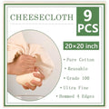 WMKGG 9 PCS Cheese Cloths, 20x20 Inch Cheesecloth Fine Mesh Cheesecloth | Grade 100,Hemmed 4 Edges,Cotton,Reusable ,Unbleached,for Straining, Cooking, Juicing, Cheese Making, Baking, Yogurt - size: 9pcs 20"x20"Cheese Cloth