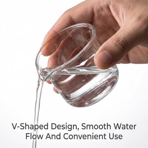 Gjinxi 3OZ Espresso Measuring Cups Shots Cup with Scale Glass Accessories with Spout V-Shaped Mouth Clear Milk Frothing Pitcher for Coffee Milk Tea Maple Syrup Serving