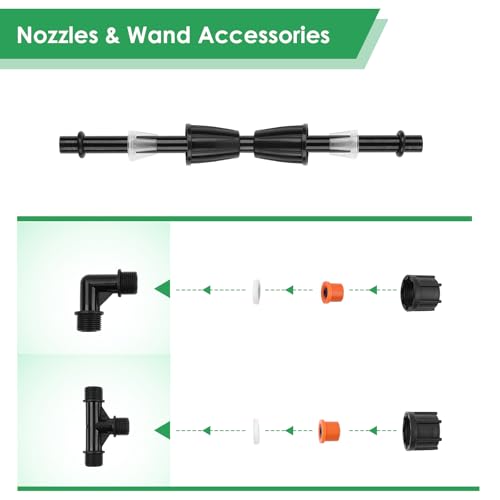 4 Nozzles Sprayer Boom Wand with 3/8 Inch Brass Barb, Sprayer Wand, Switchable 2 Nozzle Pattern, Lightweight, Up To 55.1 Inches Long, Sprayer wand, Suitable For Watering Large Areas In Gardens, Farms