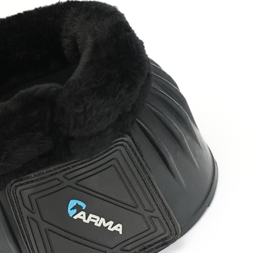 Shires Arma Overreach Fleece Bell Boots - Durable Gum Rubber with SupaFleece Trim and Double Velcro Black/Pony - color: Black, size: Pony