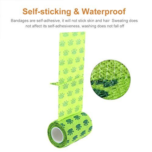 AUPCON Vet Wrap Cohesive Bandages Bulk Self Adhesive Bandage Wrap Self Adherent Wrap Non-Woven for Dogs Pet Animals & Ankle Sprains & Swelling 2 Inch x 5 Yards (3 Inch Print Claw) - color: 3 Inch Print Claw