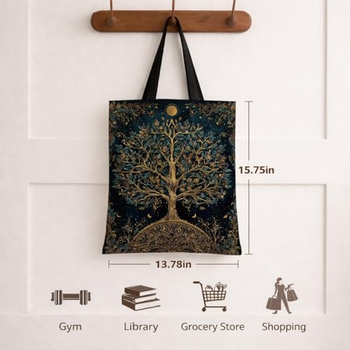 Vintage Floral Canvas Tote Bag, Aesthetic Botanical Reusable Grocery Bags for Women, Elegant Floral Lover Gift Tote - color: Color32