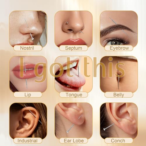 14g/16g/18g Titanium Piercing Taper Insertion Pin for Internal Thread | Tragus/Helix/Lip/Nose/Helix/Piercing Jewelry Cartilage Earrings Labret Nose Studs Stretcher Assistant Tool - color: 13Pcs - Internal Thread(Straight + Curved) 16G 18G 20G + Grabber