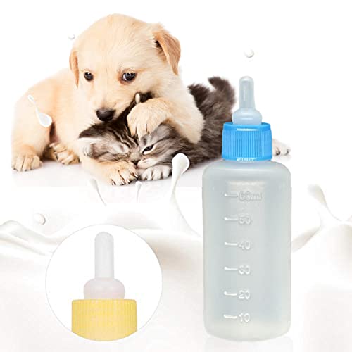 2 Sets of 5-Color Plastic and Silicone Feeding pet Supplies Set, Squeeze Liquid Bottles, Replaceable teats mini for Newborn Kittens, Puppies, Rabbits, Replacement Small Animals cat Bottle Tools