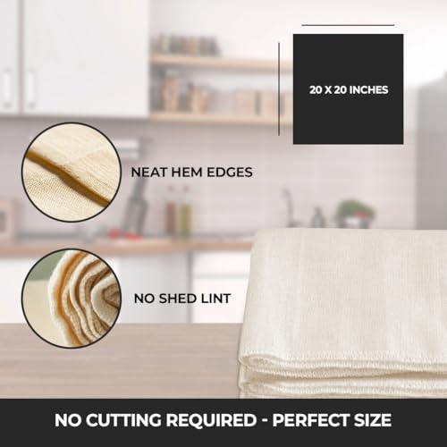 Dark White Premium Reusable Cheesecloth 100% Organic Cotton for Straining, Cooking, Nut Milk, Durable, Chemical-Free, Multi-Purpose Fabric for Crafts, and Household Needs (8 Pieces - Grade 100)) - size: 8 Pieces - Grade 100)